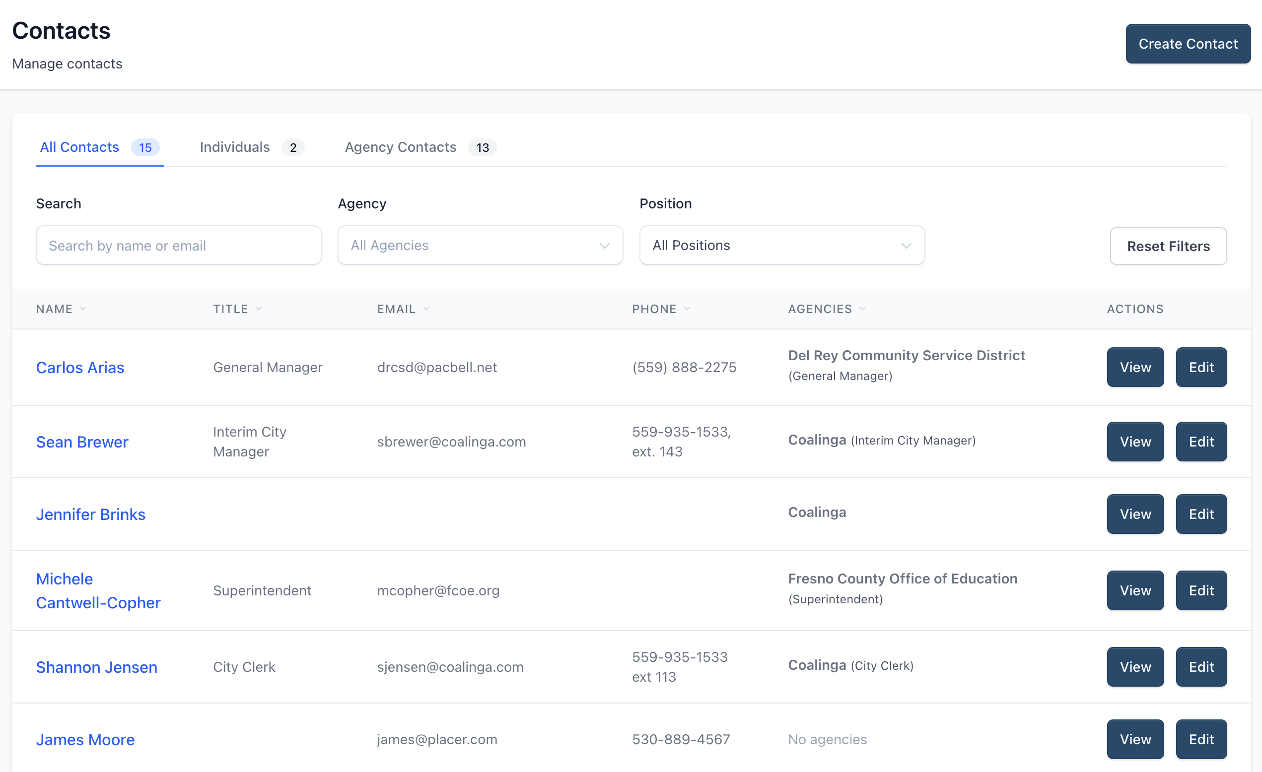 Contact & Agency Management